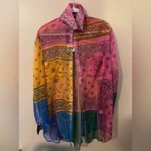 AKIRA Long Colorful Paisley Shirt sz Small